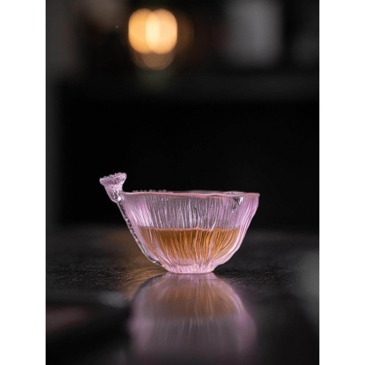 粉琉璃莲蓬色莲个蓬琉杯璃杯杯茶功夫茶主人单杯玻璃品茗杯杯子人