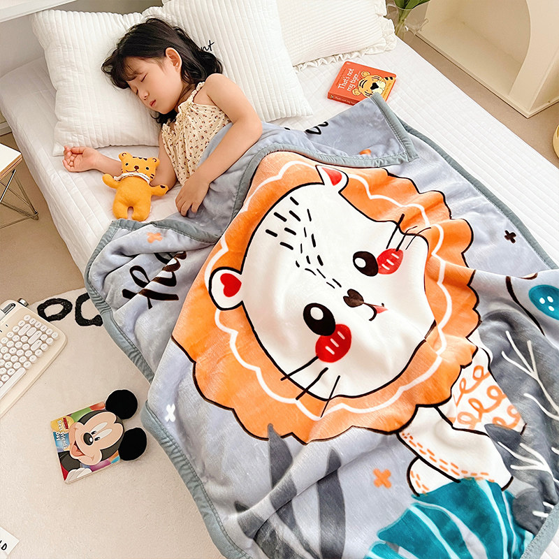 双层加厚儿童雪花绒毛毯沙发盖毯幼儿园宝宝午睡毯婴儿冬季小被子