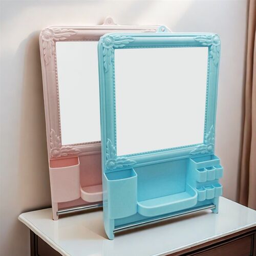时尚镜子免打孔壁挂化妆镜学生宿舍挂镜家用梳妆镜卫生间挂墙镜子