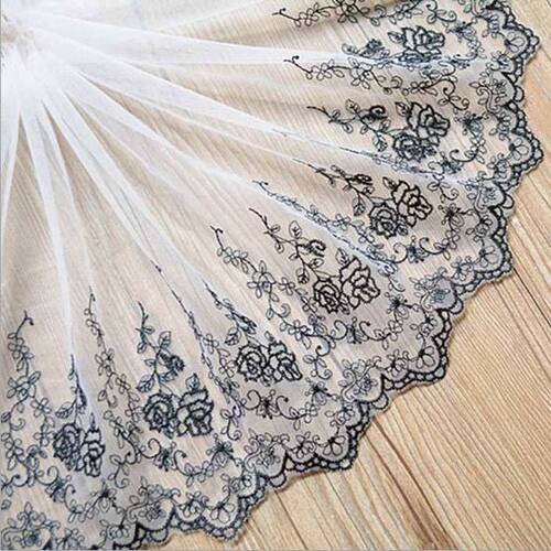 黑/白色蕾丝花边服装辅料手工diy窗帘布料刺绣裙摆装饰 宽20CM