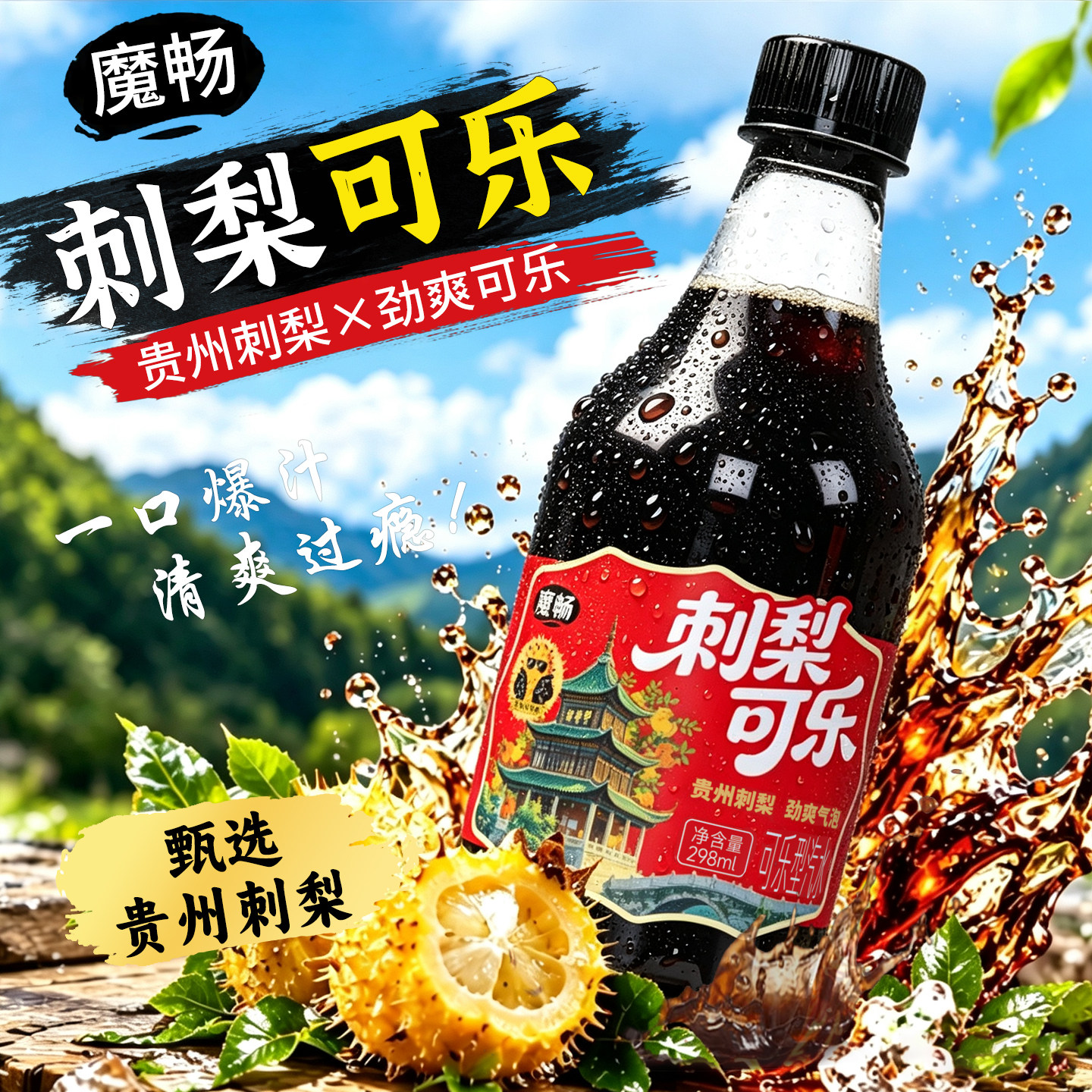 魔畅刺梨可乐碳酸饮料汽水贵州特色刺梨风味汽泡水小瓶整箱装饮品