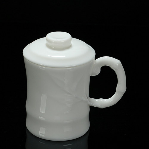 古垚/陈清宜手工德化白瓷办公室水杯带盖茶杯玉瓷杯子/高升杯男