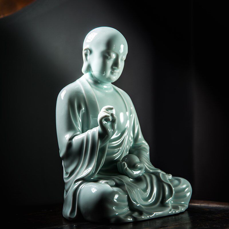 地藏王菩萨佛像陶瓷雕塑摆件中式禅意书房客厅家居装饰摆设工艺品