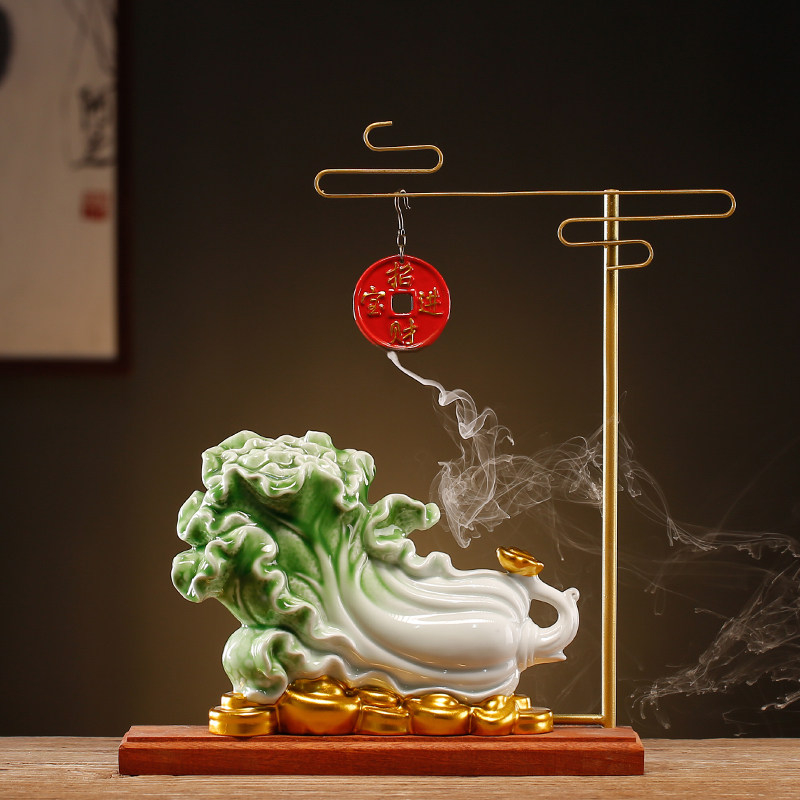 百财如意玉白菜聚福招财摆件客厅电视酒柜玄关装饰品店铺开业礼品