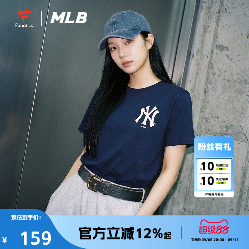 FANATICS x MLB联名款纽约洋基队潮流印花夏季短袖T恤女款经典NY										
