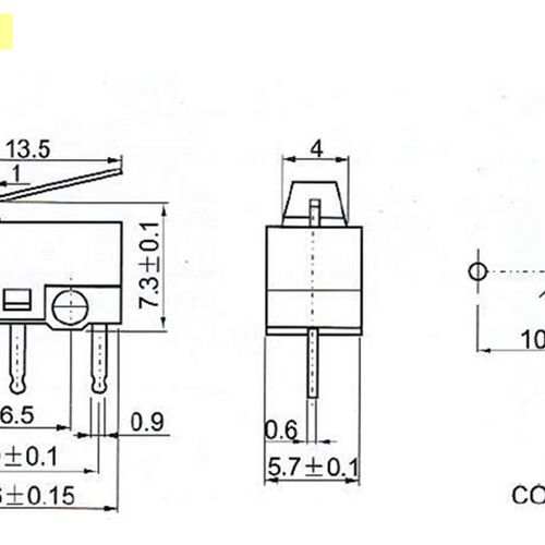 KW-10 鼠标开关 MS-004 3脚带铁柄 2A 125V 三脚按键小型微动开关