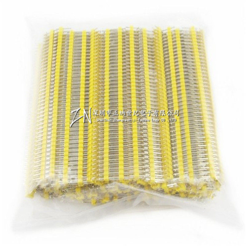 2.54MM间距 弯针镀金环保单排排针1*40P 双排排针2*X40P 彩色排针