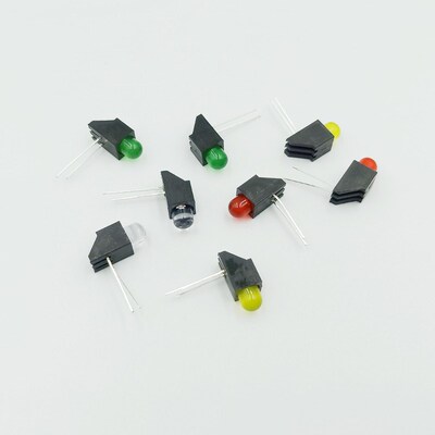 F5/5mmLED单孔灯座含灯珠90度弯脚PCB固定座F5直插信号发光指示灯