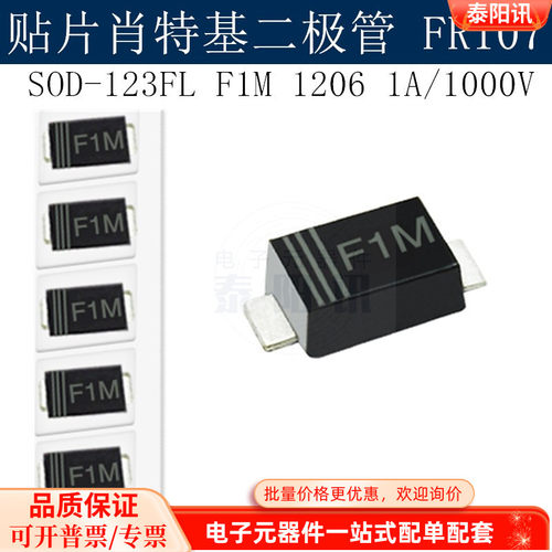 贴片肖特基二极管FR107 SOD-123FL F1M 1206 1A/1000V  泰阳讯