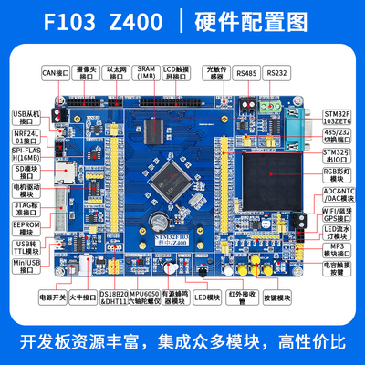 STM32开发板核心板系统板STM32F103ZET6学习板送3.5寸彩屏 Z400