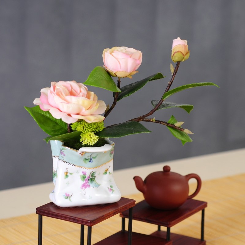 迷你陶瓷手袋花瓶插花器摆件装饰品家居工艺品创意餐桌面客厅卧室