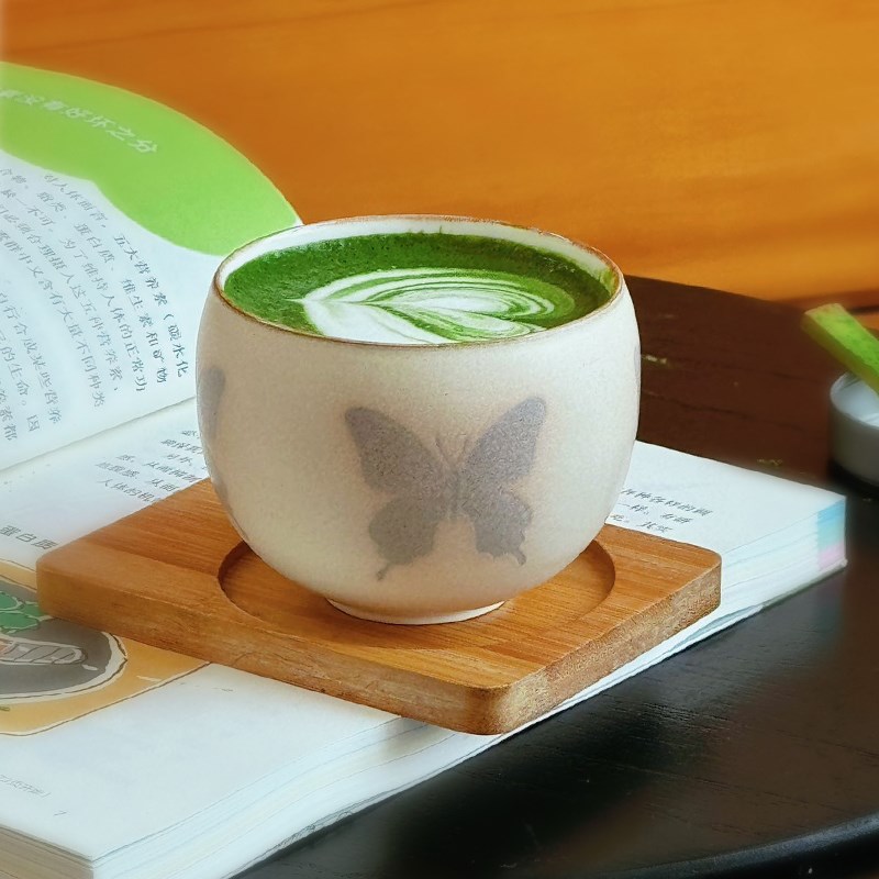 旷野集手作 蝴蝶蛋形手握杯子景德镇哑光陶瓷蛋杯拉花精致咖啡杯