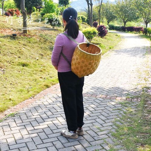 竹编小背篓茶叶水果采摘竹筐买菜收纳筐农家竹篓簸箕竹篮竹编制品