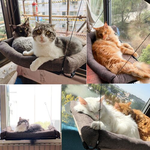 KH猫吊床吸盘式挂窝宠物床网面可拆洗猫笼猫爬高晒太阳台四季猫窝