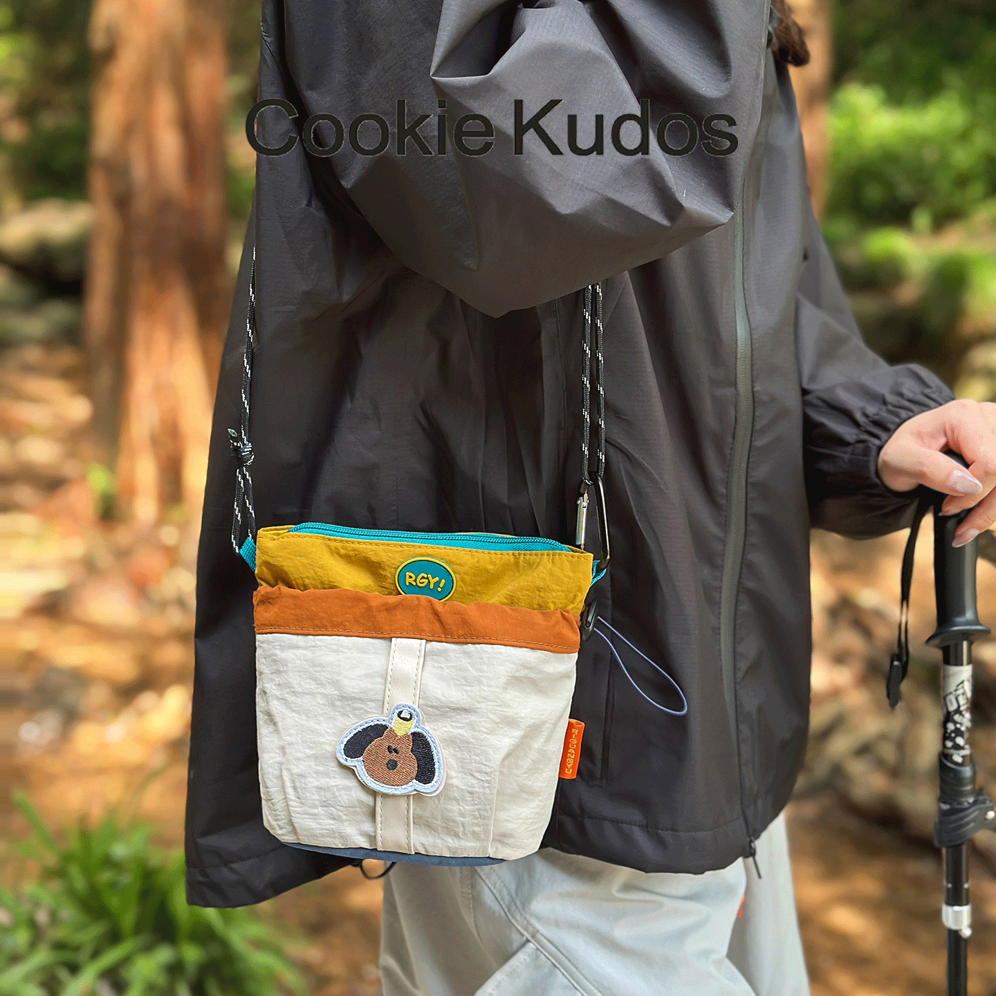 Cookie Kudos新款户外风撞色拼接手机包便携单肩斜挎多功能收纳包