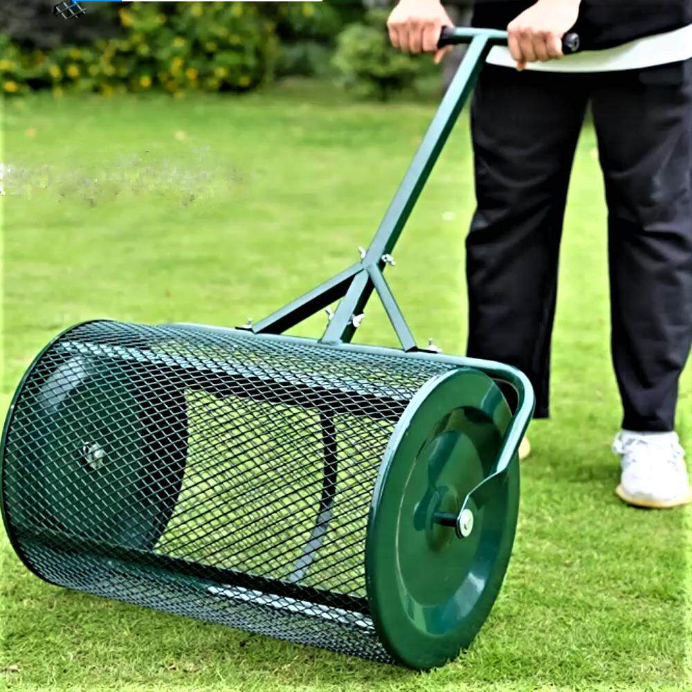 网孔滚筒撒播机分体肥料撒播器T型手柄金属撒布机草坪花园护理