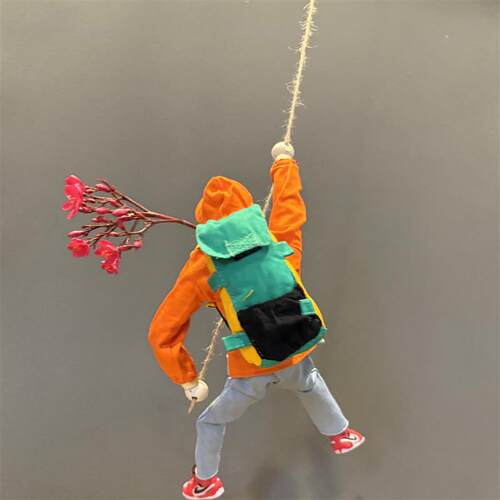 梧棣木人创意挂饰木偶人攀登木头人挂饰攀爬人物装饰攀爬墙壁装饰
