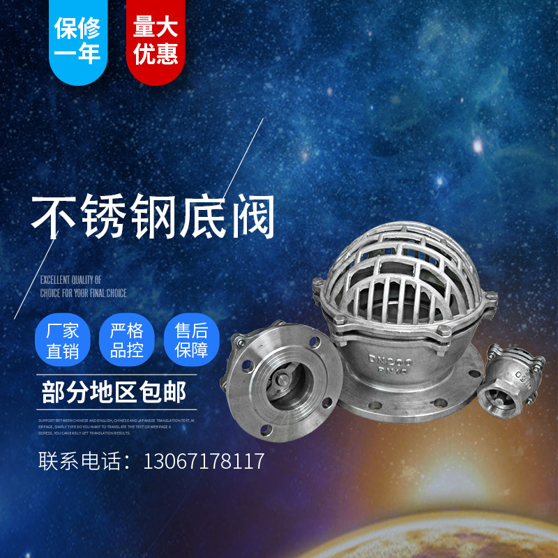 H42W-16P不锈钢304法兰升降式底阀 水泵吸水底阀井底阀DN50 65 80