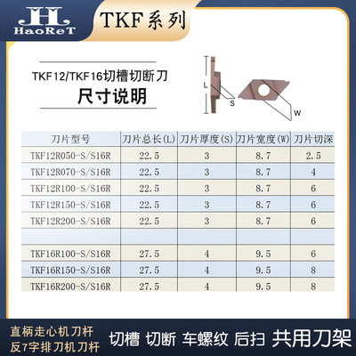 走心机外圆平口切槽斜口切断刀片钢件不锈钢车螺纹后扫背车TKF12R
