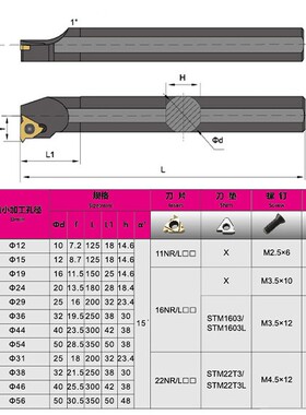 内螺纹刀杆 数控螺纹车刀/车刀杆SNR0016Q16/0020R16/K11车床刀具