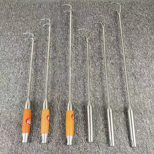 不锈钢烧腊钩卤肉钩猪肉钩木柄防烫抓肉钩大粗勾商用捞熟食的钩子