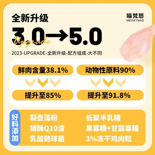 喵梵思白袋子5.0无谷营养鸡肉冻干布偶英短幼猫成猫全阶段猫粮3斤