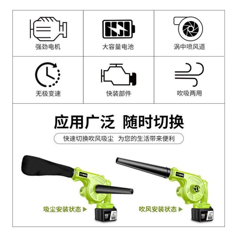 吹风机锂电无线充电式鼓风机12v吹吸两用吸尘器24v空气滤芯除尘吹