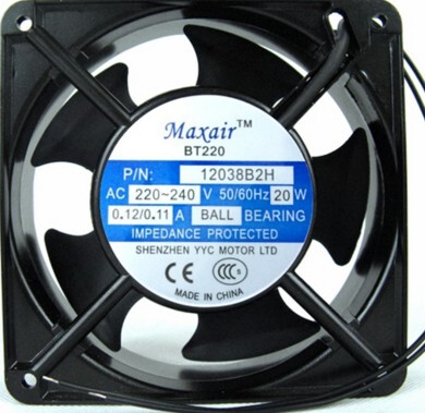 全新Maxair BT220轴流风扇 BT12038B2H 220-240V 12CM 机柜风扇