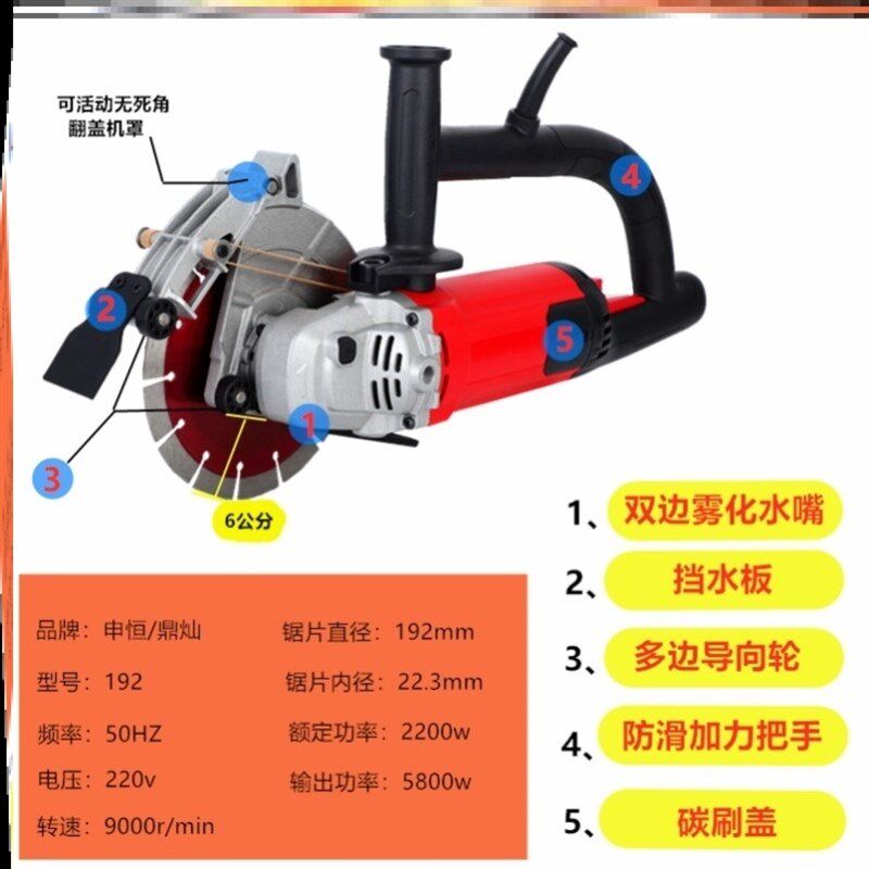 无尘切墙机单片开槽机割墙混凝土墙锯开门石材面大功率改门切割机