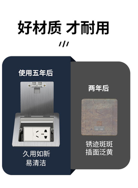 地插插座灰色不锈钢地板隐藏式防水地面隐形纯平网络插孔五孔盖板