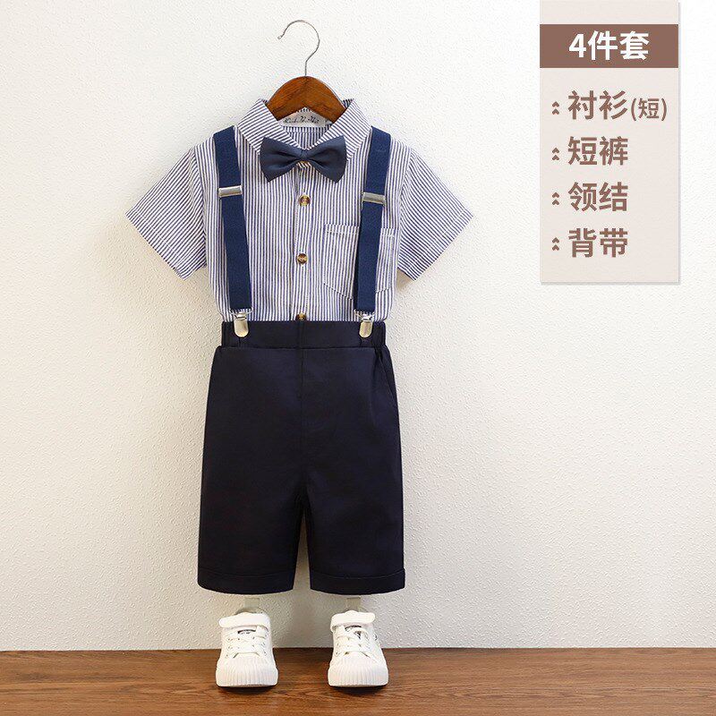 男童西装套装儿童主持人春夏季花童婚礼男孩背带裤礼服周岁表演服