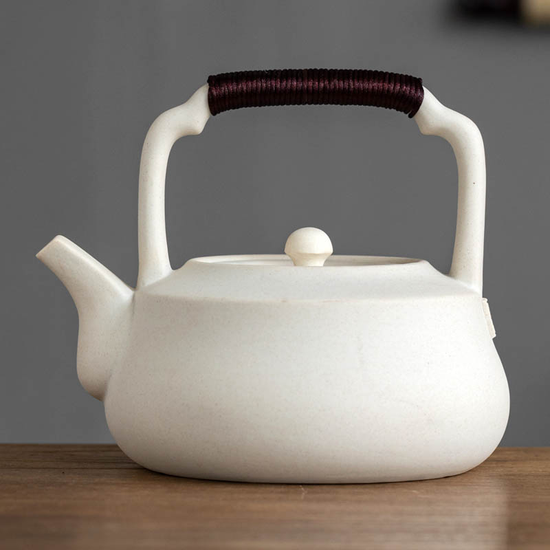 日式陶壶煮茶壶耐高温明火可烧大号陶瓷水壶家用泡茶壶白泥煮茶器