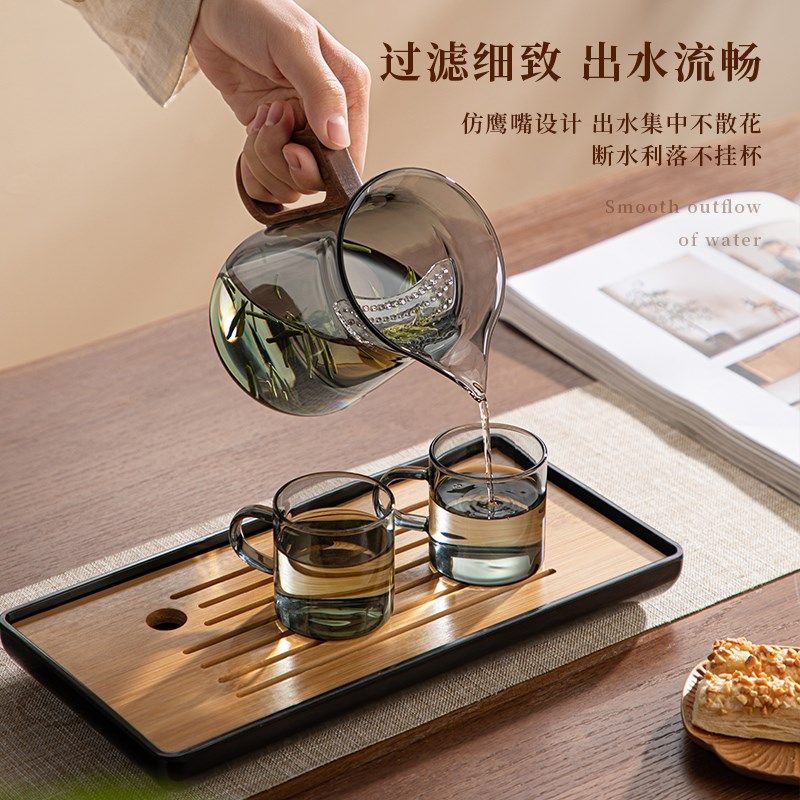 玻璃茶壶加厚一体过滤月牙泡茶壶耐高温茶水分离绿茶分茶器公道杯