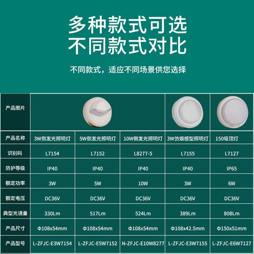 劳士A型集电集控烟感式吸顶灯 正发光侧发光吸顶壁装应急照明灯