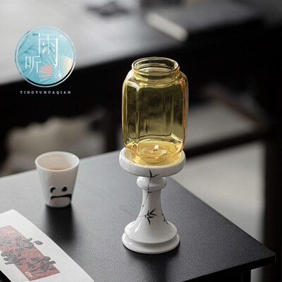 古风明清烛台中式禅意仿古灯罩摆件茶室氛围灯香薰蜡烛台