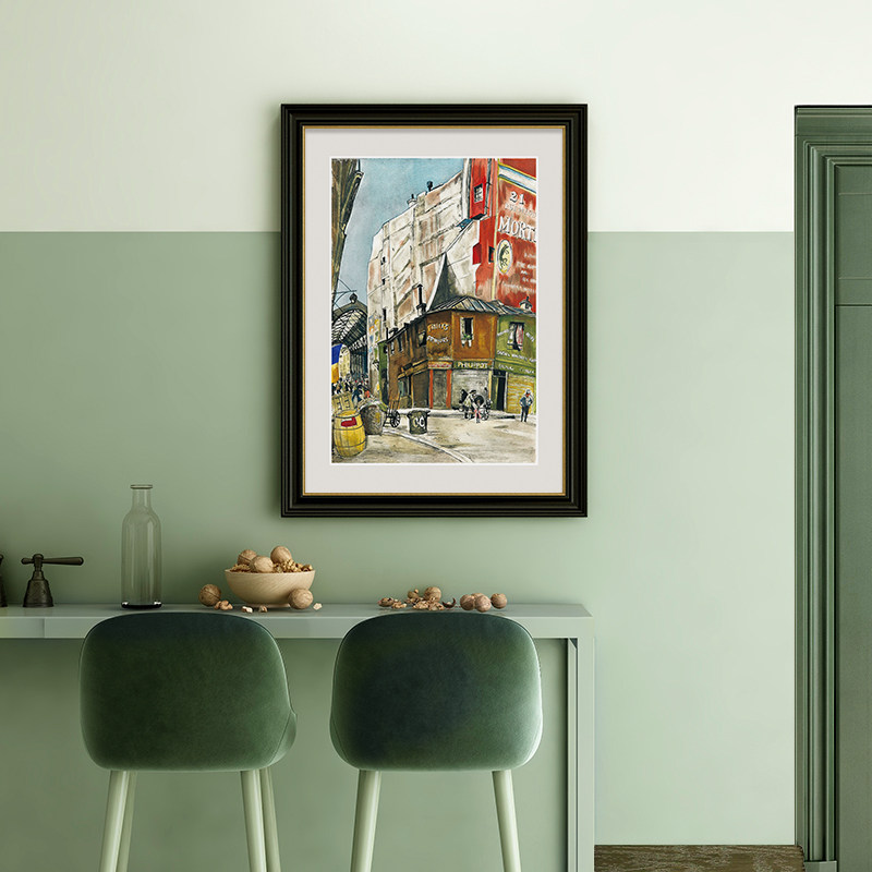 美式建筑街道玄关装饰画乡村田园复古挂画走廊过道餐厅卧室壁画