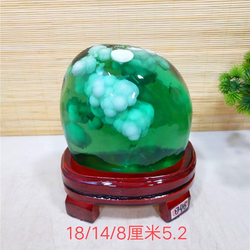 天然水晶精品琉璃美轮美奂晶莹剔透奇石观赏石绿色石头摆件收藏