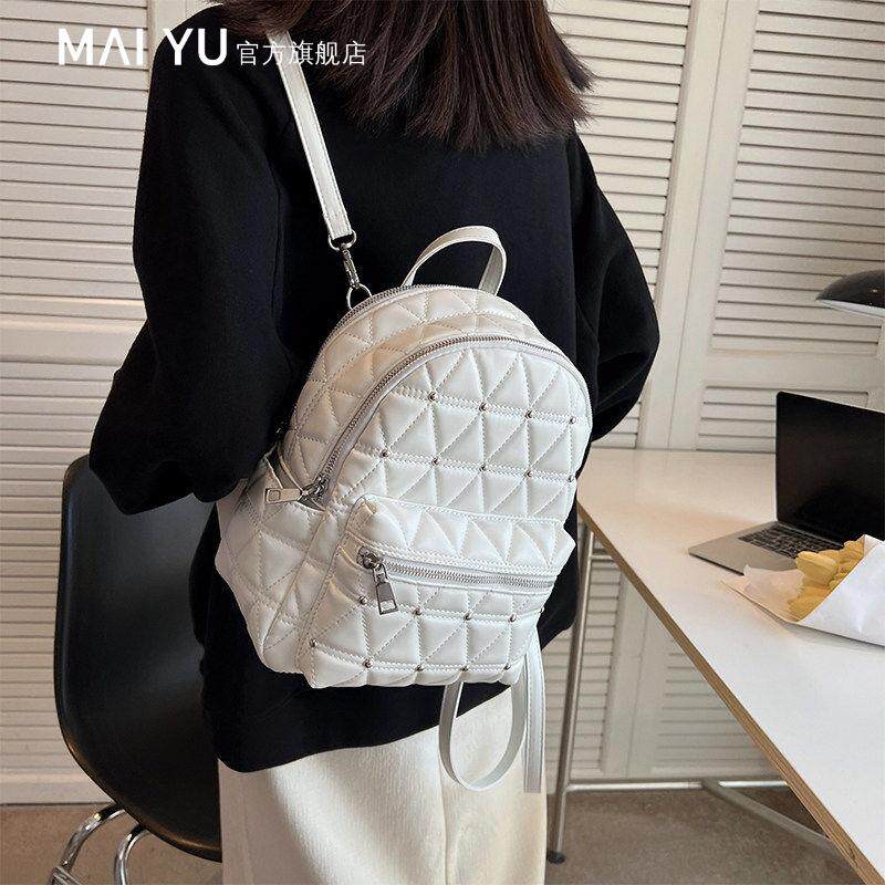 MY菱格双肩包女2026新款小众高级感超好看背包上班通勤百搭双肩包