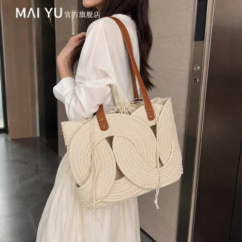 MY小众设计编织包女2026新款时尚百搭大容量单肩托特包手提通勤包