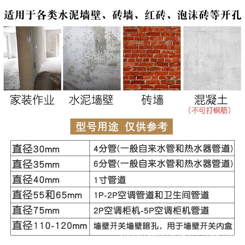 墙壁空调开孔器金属钻孔神器过墙体孔水泥穿墙冲击钻专用干钻头