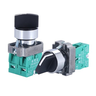 二档旋钮按钮开关XB2-BD21C自锁ZB2旋转选择转换开关BD33银点22mm