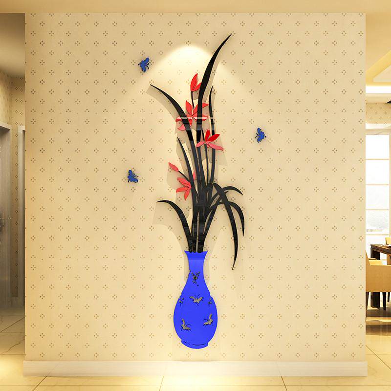 花瓶水晶亚克力3d立体墙卧室电视客厅贴画背景墙房间玄关装饰墙壁