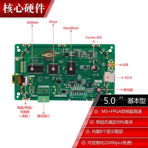 5寸RS485串口屏 触摸 800*480 1G内存 带组态/USB/SD/5-26V