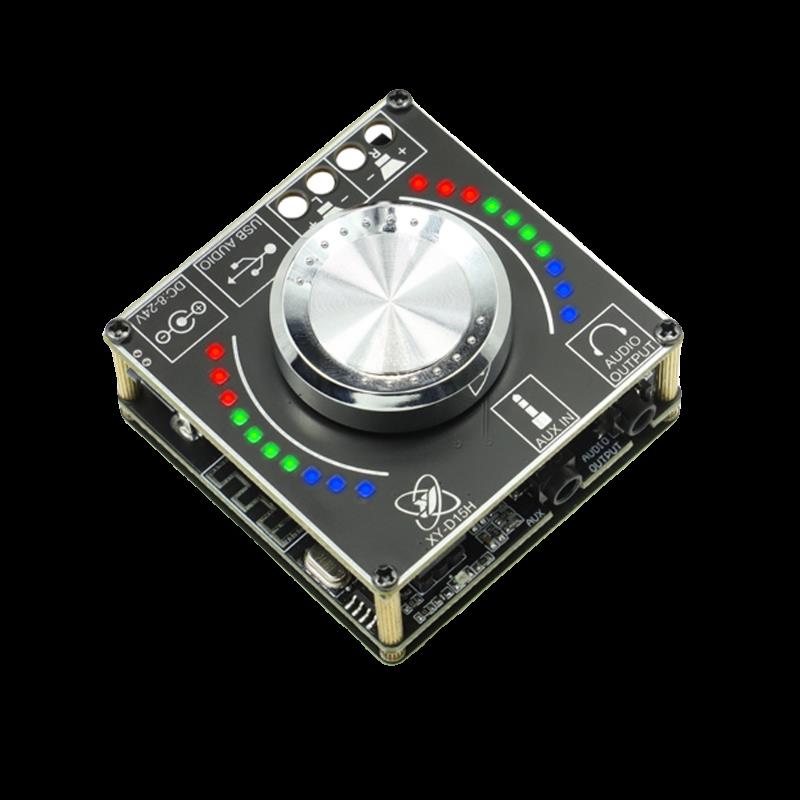 10W/15W/20W立体声蓝牙功放板模块12V/24V数字功放带频谱音量D15H