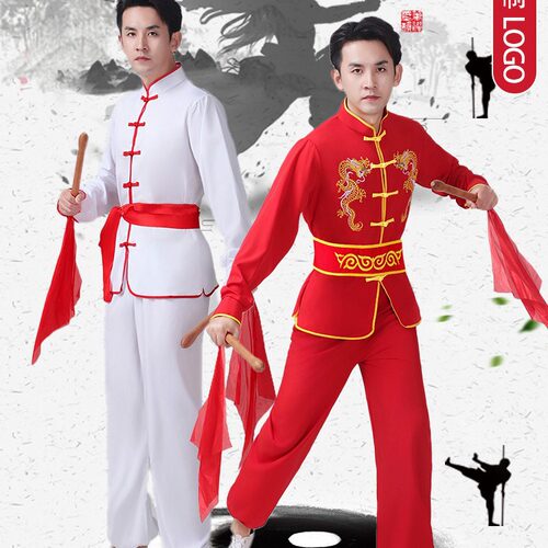 2026新款春节打鼓服舞龙舞狮表演服男女生秧歌服装腰鼓服武术练功