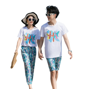 2026新款情侣装夏季泰国海边蜜月沙滩渡假露营衣服穿搭女海南套装