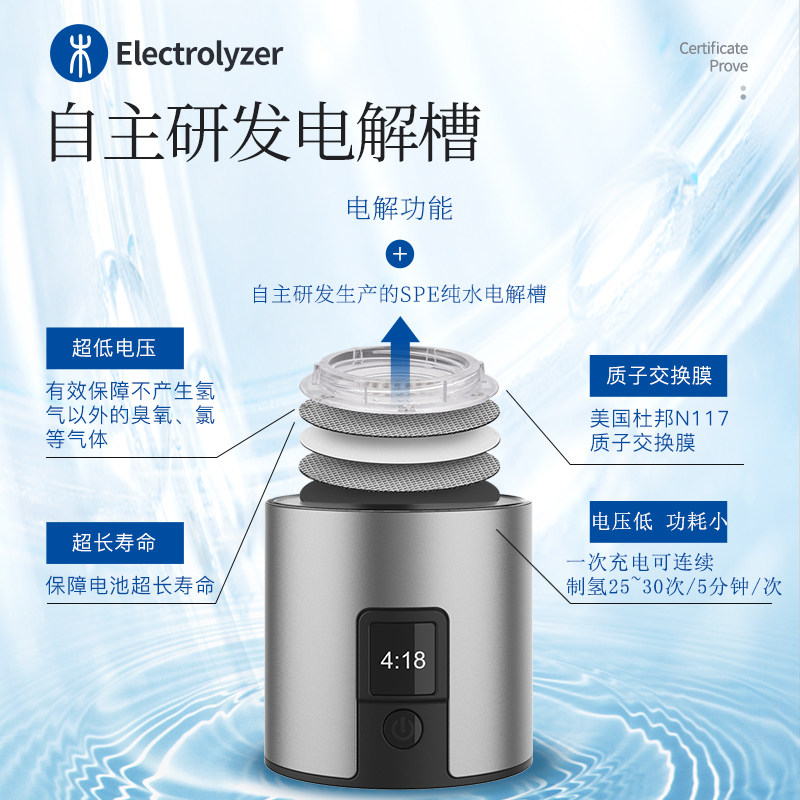 高浓度水素杯SPE氢氧排富经典杯机氢分离水机氢CAHMTF水生成底部