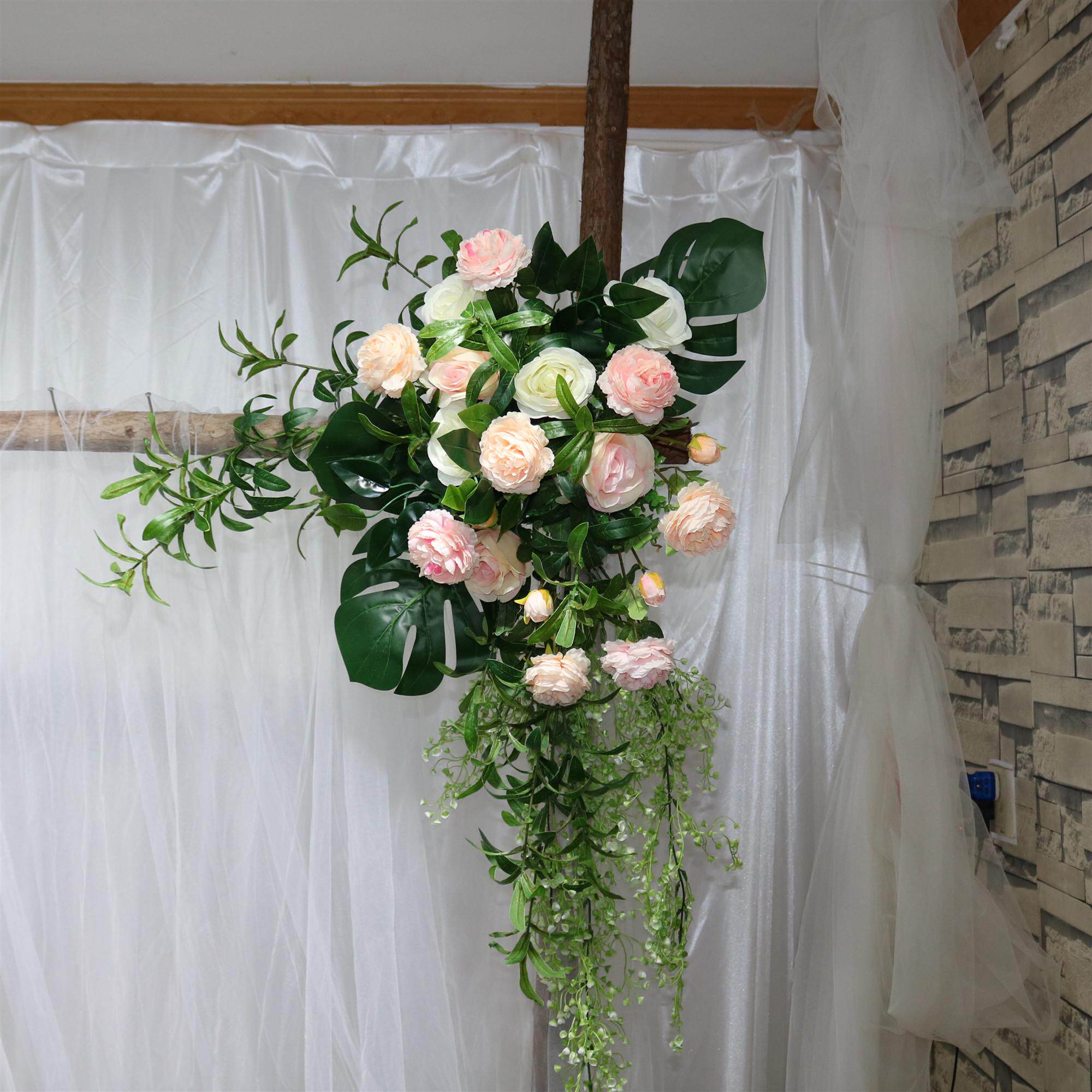 婚庆森系花艺拱门四方花墙花亭角背景区迎宾排花花婚礼装饰舞台