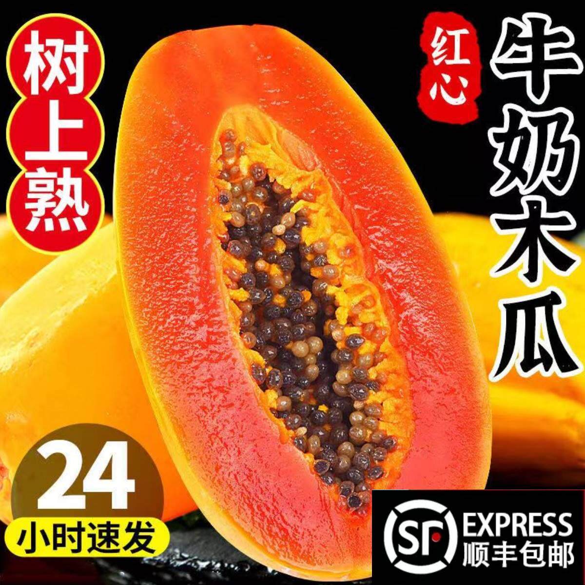 现摘树上熟海南红心木瓜牛奶木瓜木瓜