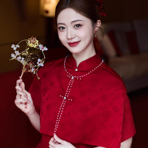 2026新款红色订婚旗袍礼服结婚敬酒感裙新中式国风套装旗袍女